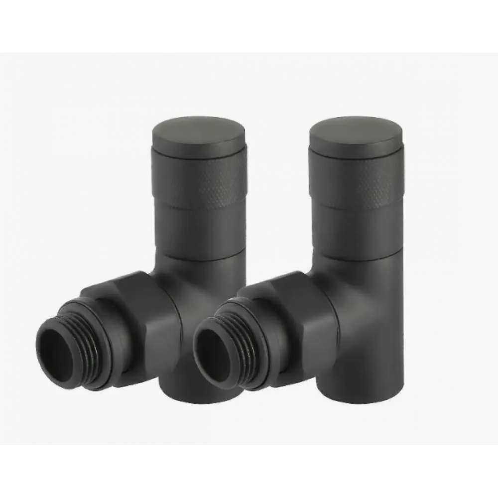 Кран радиаторный угловой + кран обратки Д=15 Royal Thermo PIANO черный 1422585