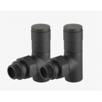 Кран радиаторный угловой + кран обратки Д=15 Royal Thermo PIANO черный 1422585