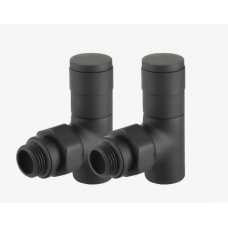 Кран радиаторный угловой + кран обратки Д=15 Royal Thermo PIANO черный 1422585