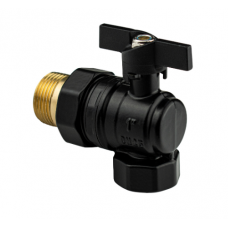 Кран шаровый американка угловой Д=25 РН/РВ бабочка черный 3982