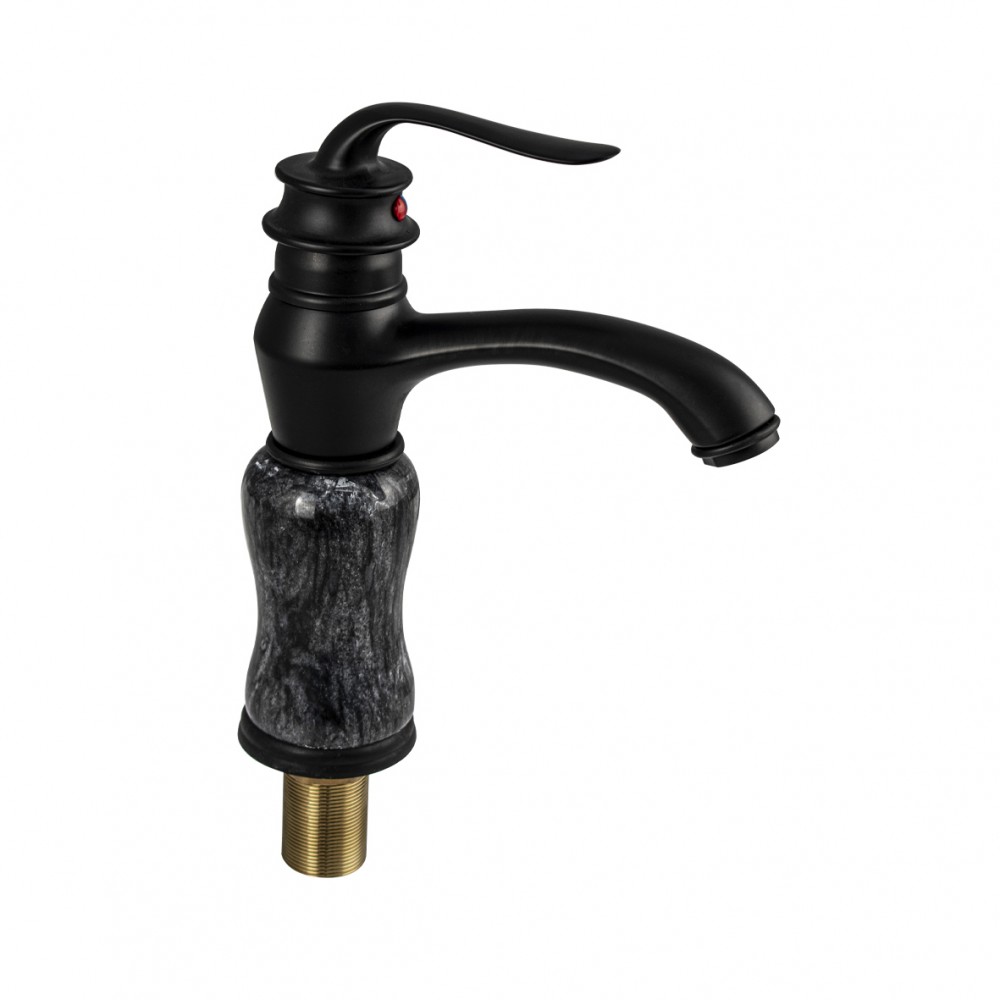 Смеситель для раковины из пластика АБС черный мрамор (1681)