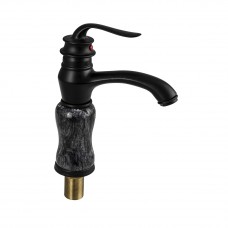 Смеситель для раковины из пластика АБС черный мрамор (1681)