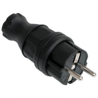 Вилка прямая с/з каучук 16А IP44 черная