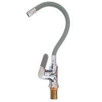 Смеситель для кухни боковой серый шаровый с гибк.излив.(4103)