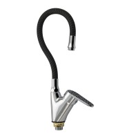 Смеситель для кухни боковой черная мозаика с гибк.излив.(3374)