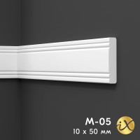 Плинтус потолочный молдинг M 05 (50*10 мм) полистирол ХХХ