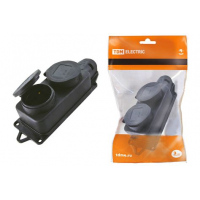 Розетка переносная 2-я с/з (каучук) 9322 черная IP44