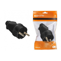 Вилка 16А 250В прямая с/з черная (Е2228)