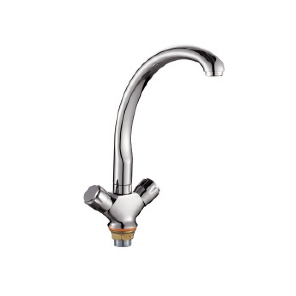 Смеситель для кухни шаровый с гибким изливом коричневый/бронза 9658