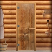 Дверь для сауны Декор ДЕРЕВО стандарт 190х70см стекло 8мм (осина)