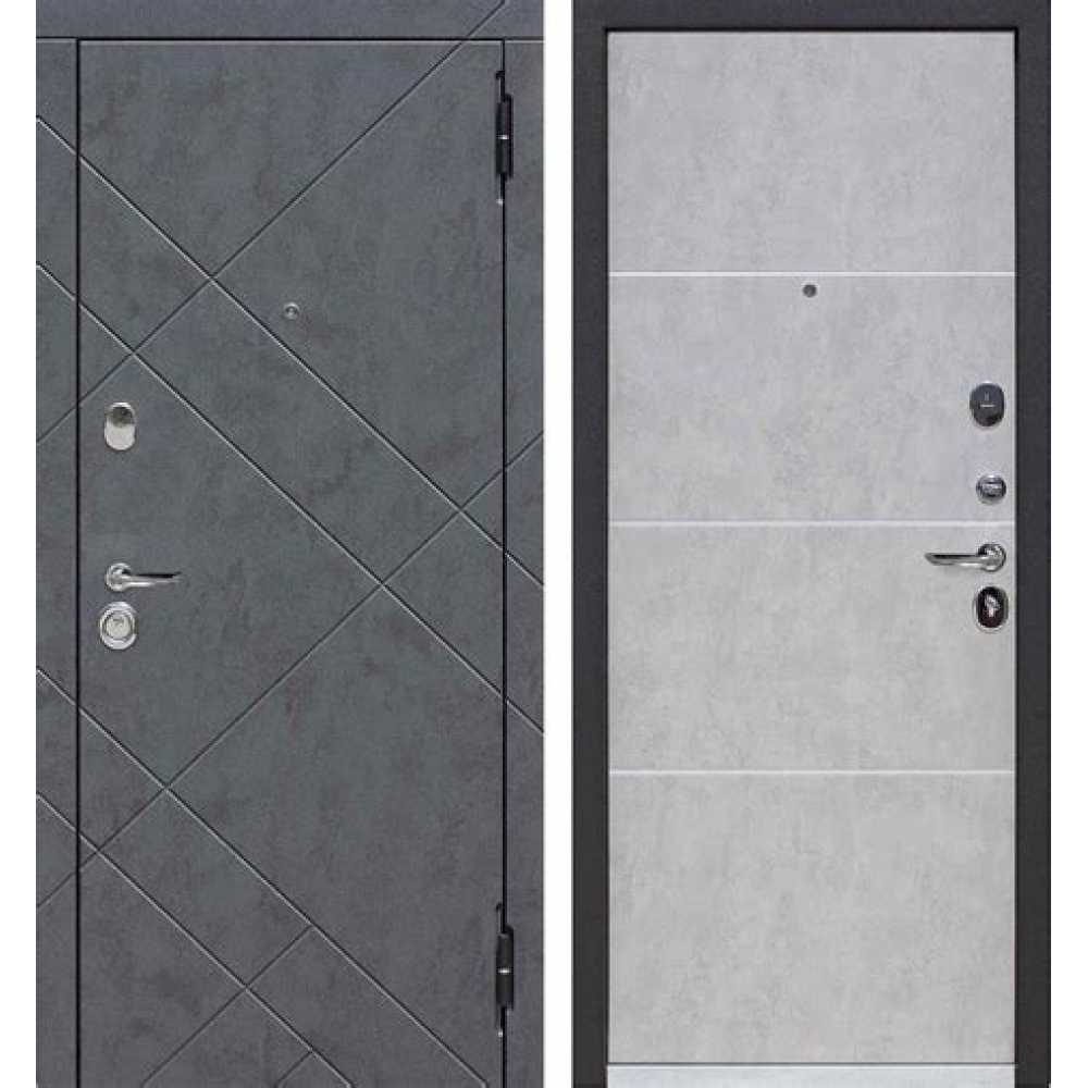 Дверь метал. Геометрия бетон снежный 2050*960мм правая 