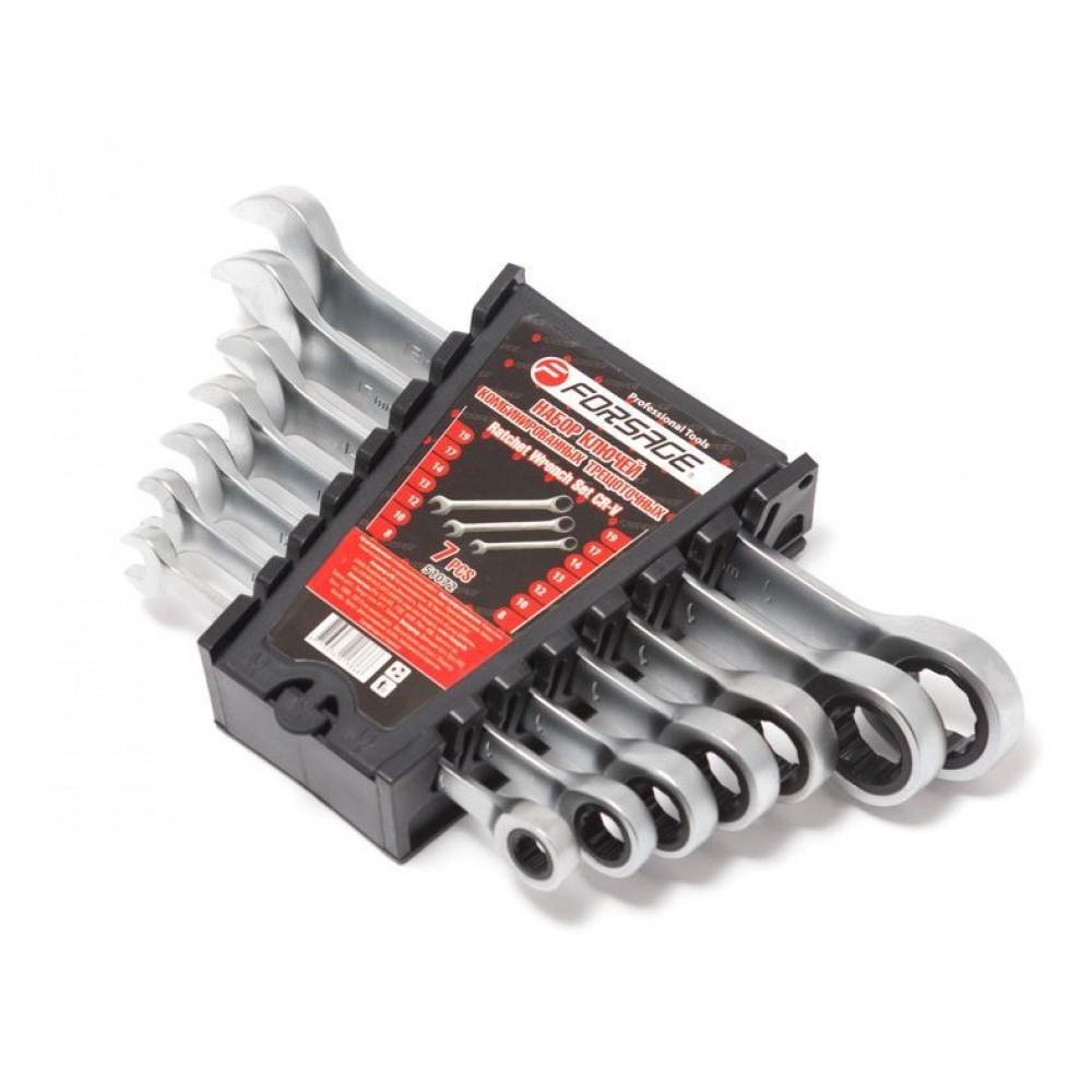 Набор ключей  7шт рожково-накидные поворотные с трещеткой 51072F-F