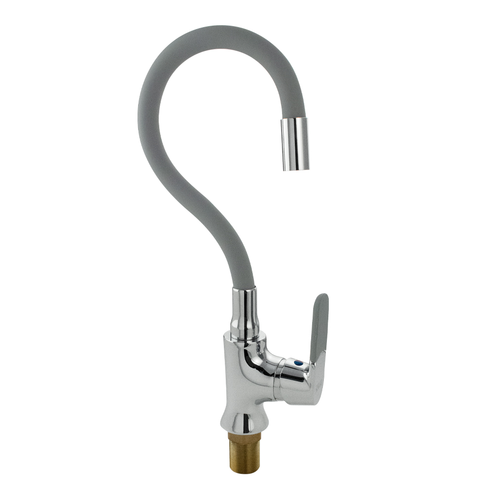 Смеситель для кухни МАК с гибким изл. серый излив корпус хром 4103