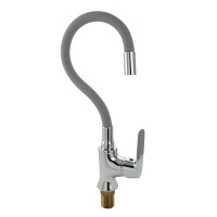 Смеситель для кухни МАК с гибким изл. серый излив корпус хром 4103