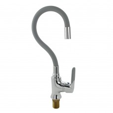 Смеситель для кухни МАК с гибким изл. серый излив корпус хром 4103