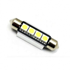 Лампа авто светодиодная 12V C10W (SV8.5) 36мм 4LED ТНТ белая (освещение салона) (1400)