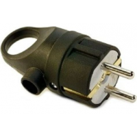 Вилка 16А 250В угловая с кольцом с/з каучук