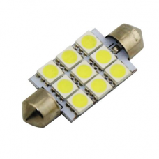 Лампа авто светодиодная 12V C5W (SV8.5) 36мм SJ-B-1W белая (освещение салона)