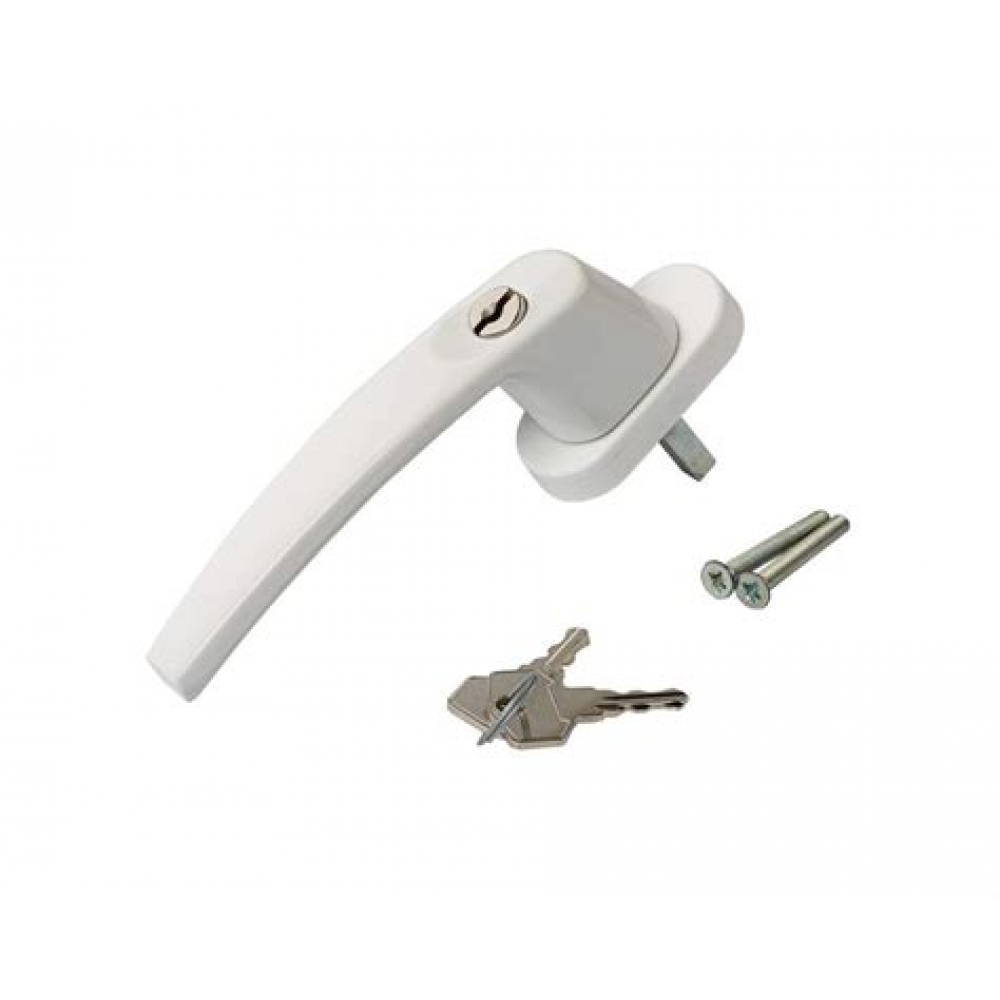 Ручка оконная - с ключом+кнопка белая (12647)