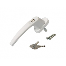 Ручка оконная - с ключом+кнопка белая (12647)