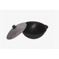 Казан чугунный  6л с круглым дном с крышкой 