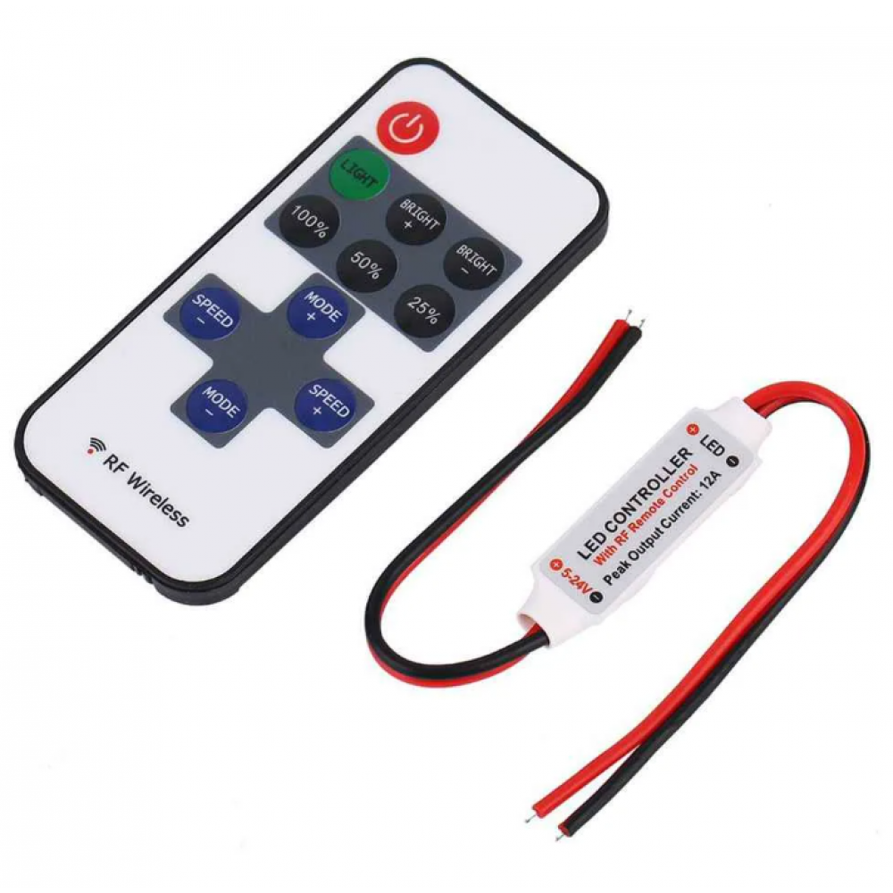 Контроллер для светодиодной ленты 5-24В 12А (регулировка яркости) Контроллер для светодиодной ленты 5-24В 12А (регулировка яркости)