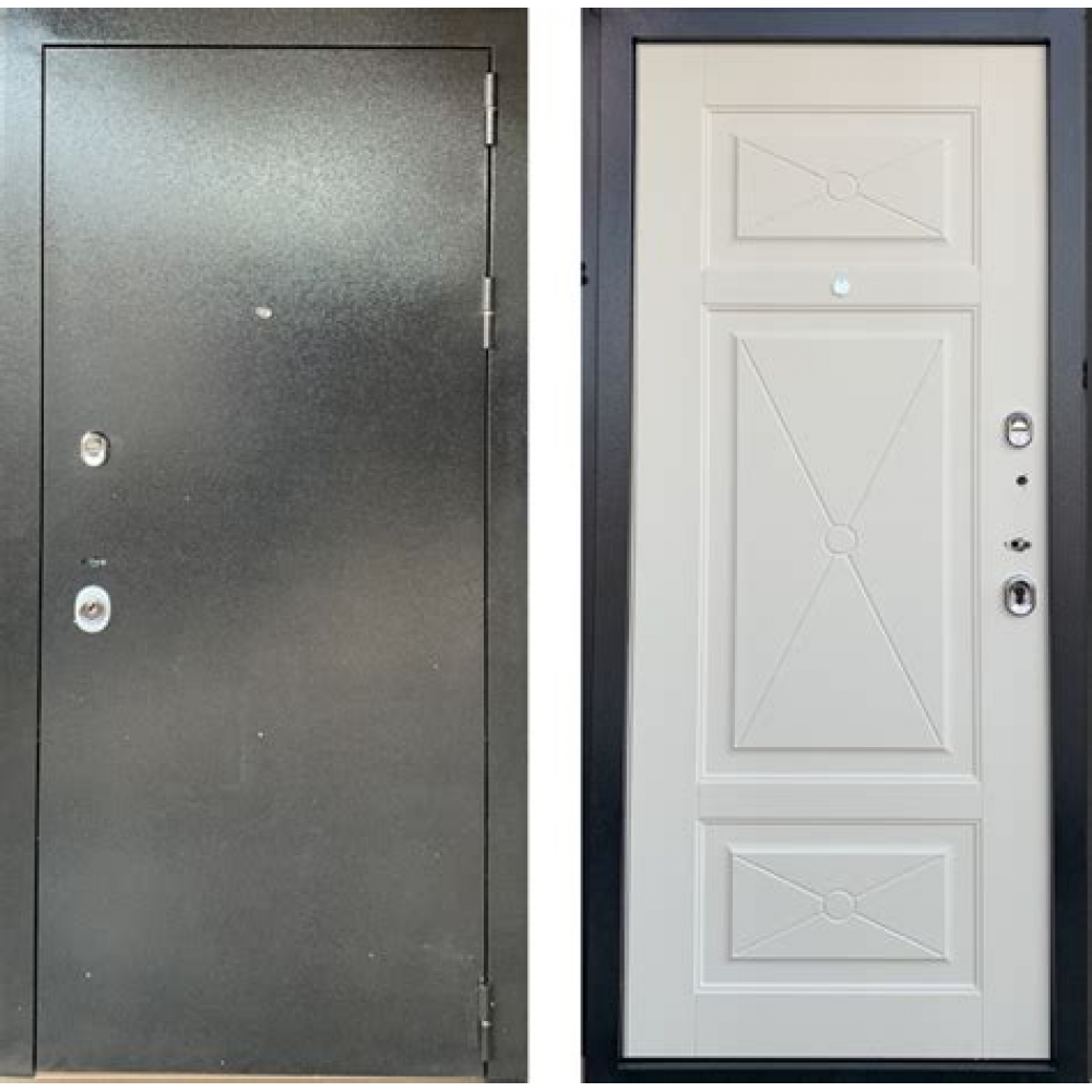 Дверь метал. 2D СТЕКЛОПАКЕТ Букле Графит 9 см 2050*860мм левая