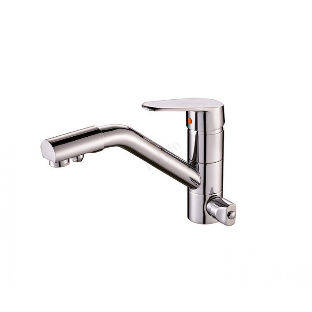 Смеситель для кухни Г-образный с поворотной вытяжной и горизонт. каскадной лейкой сатин 9135