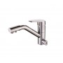 Смеситель для кухни Г-образный с поворотной вытяжной и горизонт. каскадной лейкой сатин 9135