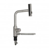 Смеситель для кухни Г-образный с поворотной вытяжной и горизонт. каскадной лейкой сатин 9135