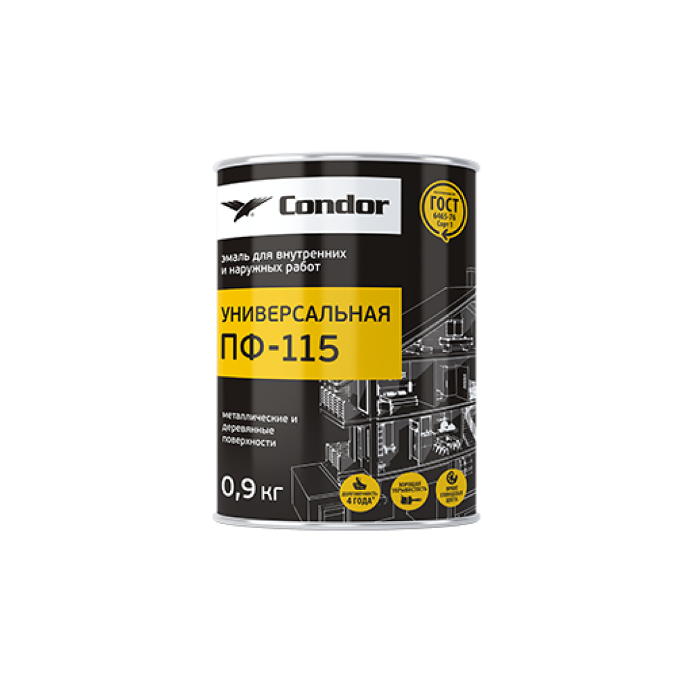 Эмаль ПФ-115 Красная ГОСТ Condor 0,9 кг