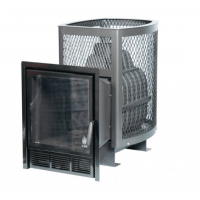 Печь банная чугунная "Сибирь-20-ПРО". Панорамная дверца (Сетка)