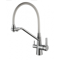 Смеситель для питьевой воды DEVIDA (DVS1509-28W) с белым гибким изливом на гайке Х