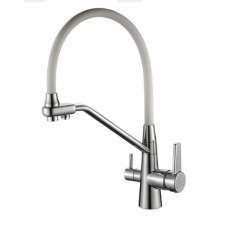 Смеситель для питьевой воды DEVIDA (DVS1509-28W) с белым гибким изливом на гайке Х Смеситель для питьевой воды DEVIDA (DVS1509-28W) с белым гибким изливом на гайке Х