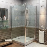 Душевое ограждение PF01 100х195 чёрные полосы неподвижное