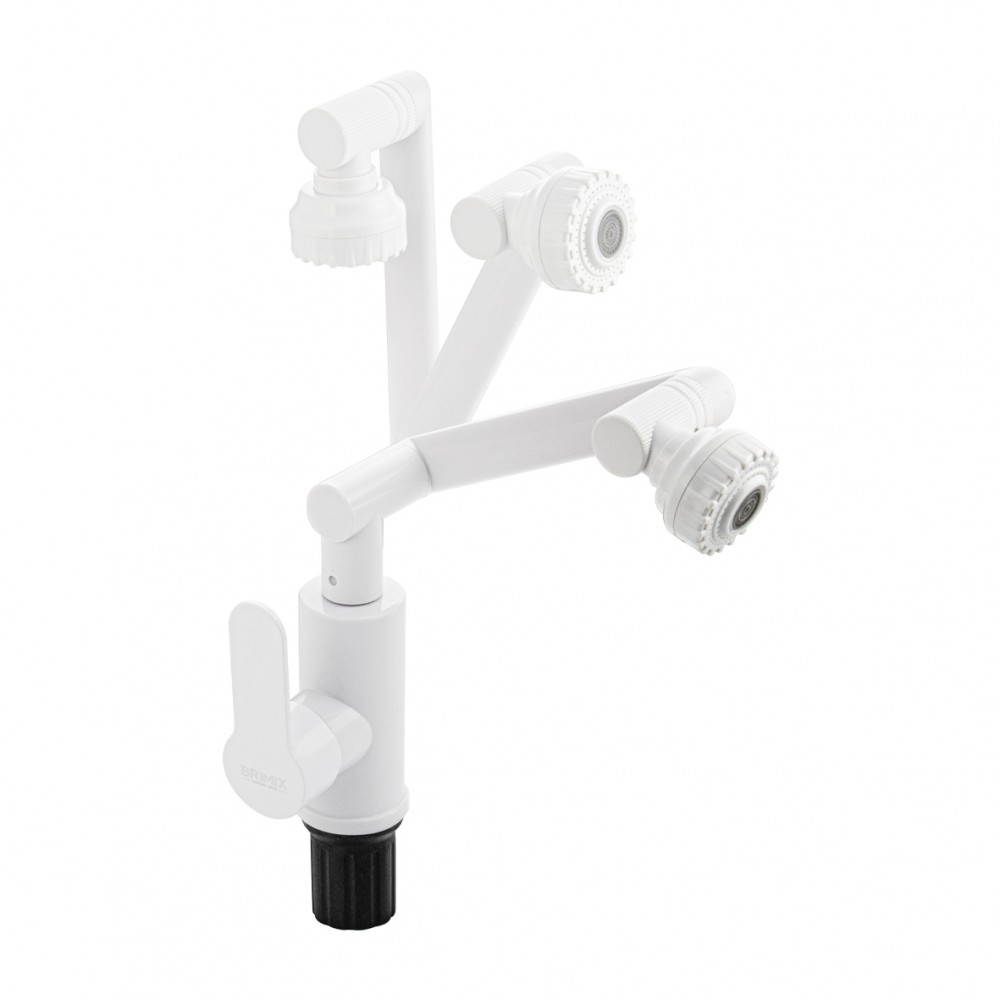 Смеситель для кухни шаровый  из пластика АБС поворотный излив и аэратор белый 5904