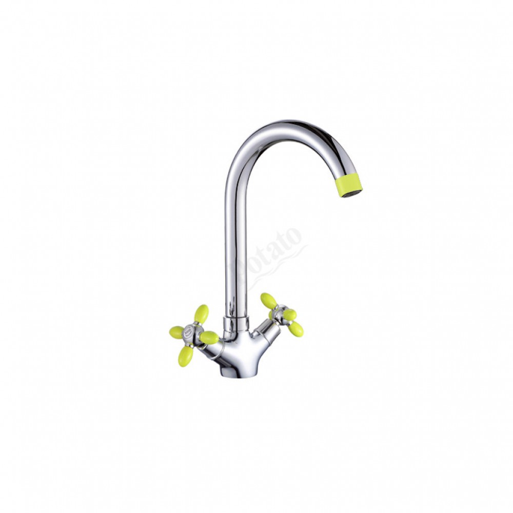 Смеситель для кухни шаровый  из пластика АБС поворотный излив и аэратор белый 5904