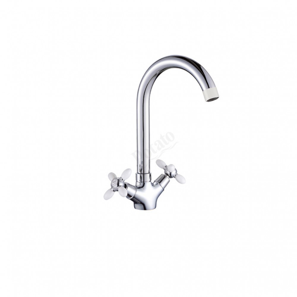 Смеситель для кухни из пластика АБС БЕЛЫЙ квадратный корпус 5923