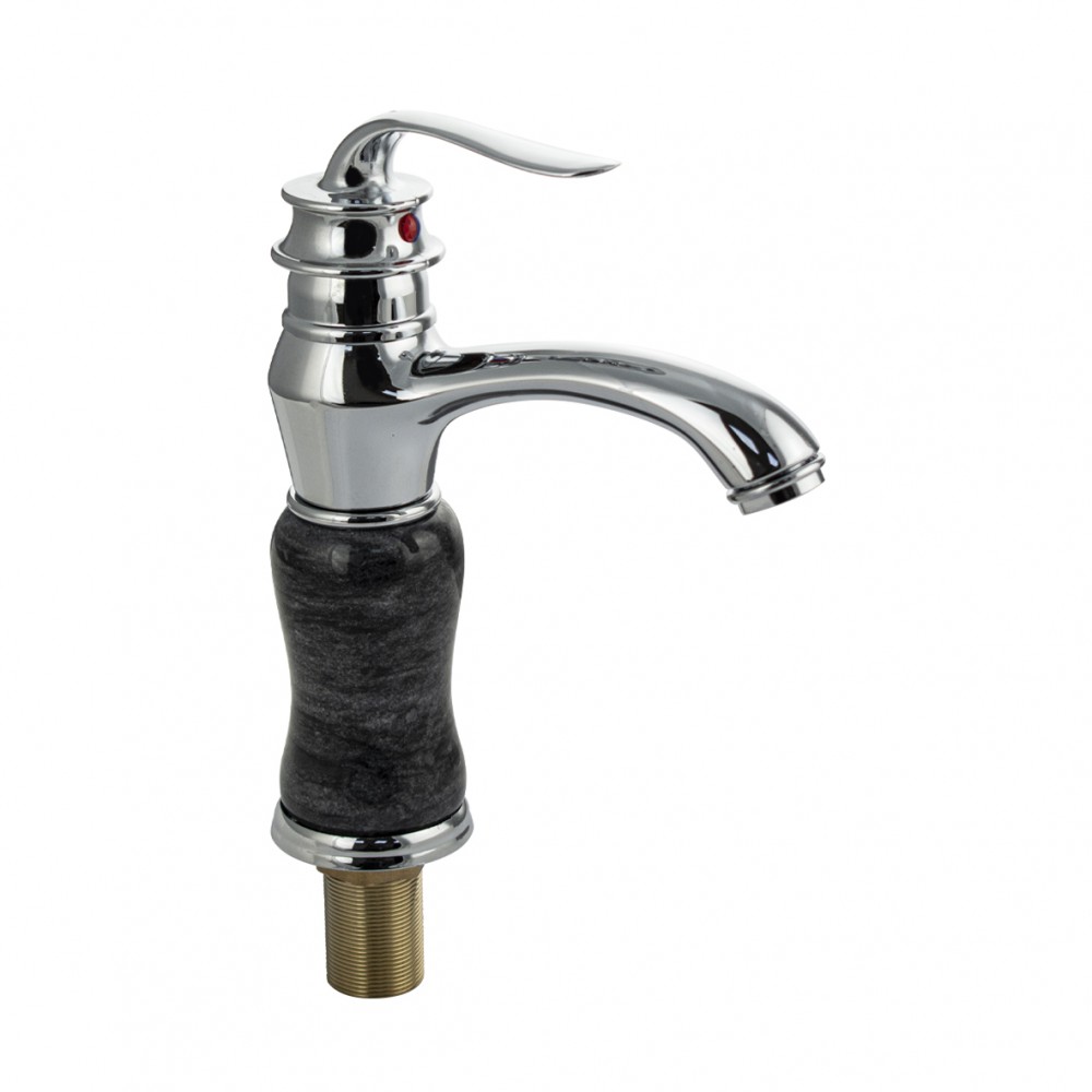 Смеситель для раковины черный мрамор с хром вставками из пластика АБС 1682