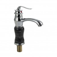 Смеситель для раковины черный мрамор с хром вставками из пластика АБС 1682