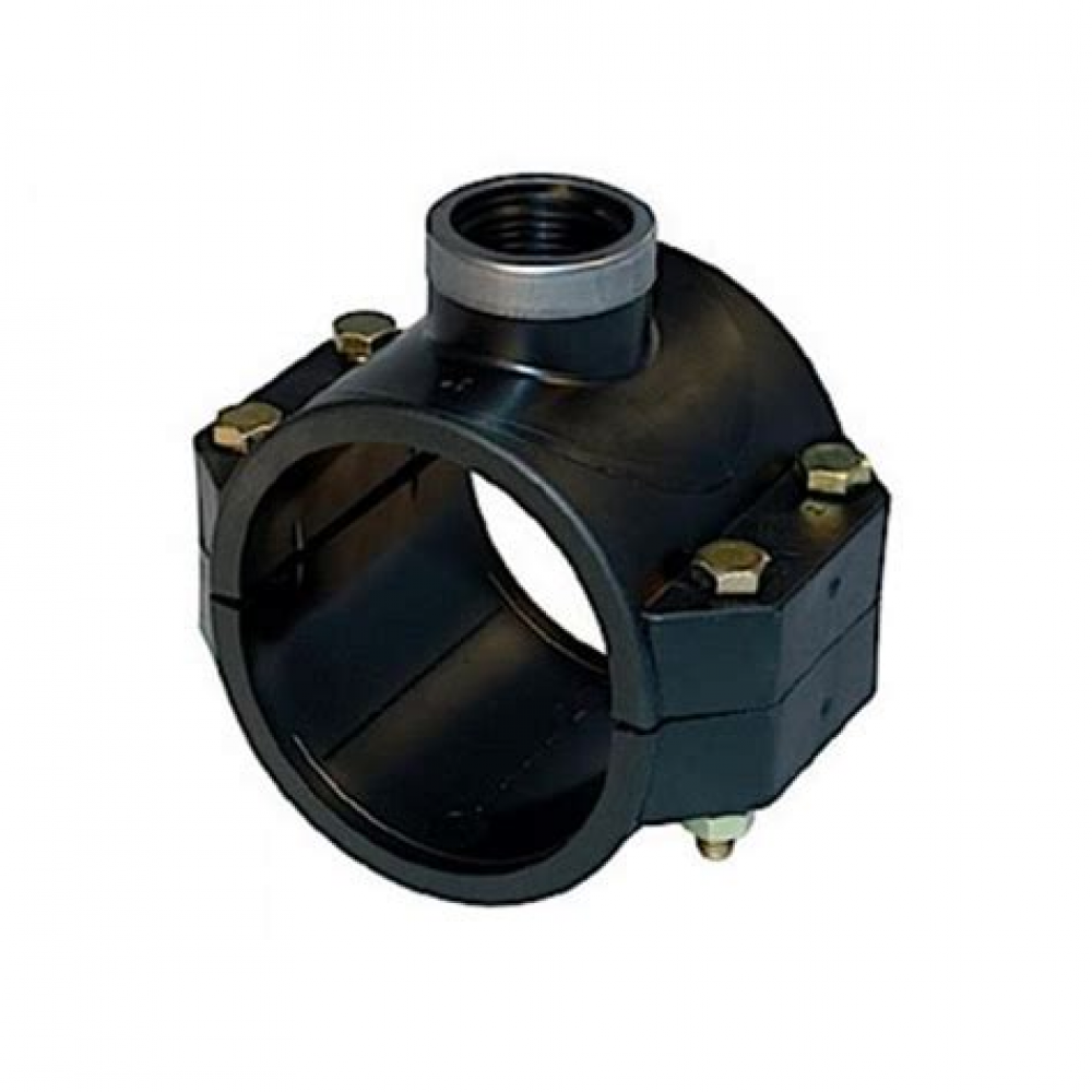 Седло(обойма)для ПВХ/ПЭ труб с резьбовым отводом 110х2"