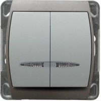 Выключатель LP-  2JS/18/23 348 2кл. с подсветкой серебро/титан(без рамки)