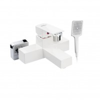 Смеситель для ванны короткий нос из пластика АБС БЕЛЫЙ квадратный корпус 5573