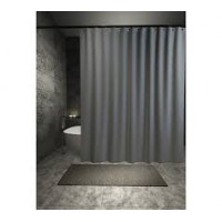 Шторка для ванной 240*200 серый полиэстр GRAND PREMIUM