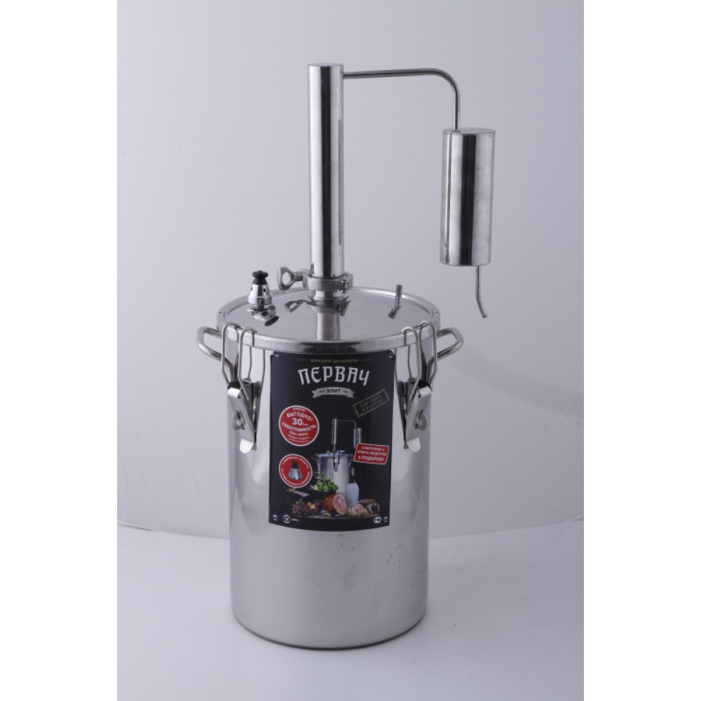 Дистиллятор ПЕРВАЧ Элит 14л, термометр, клапан давления, слив отходов, охладитель АКЦИЯ 15% Дистиллятор ПЕРВАЧ Элит 14л, термометр, клапан давления, слив отходов, охладитель АКЦИЯ 15%