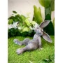 Фигура садовая полистоун Зайчик Жан серебро Ф362с