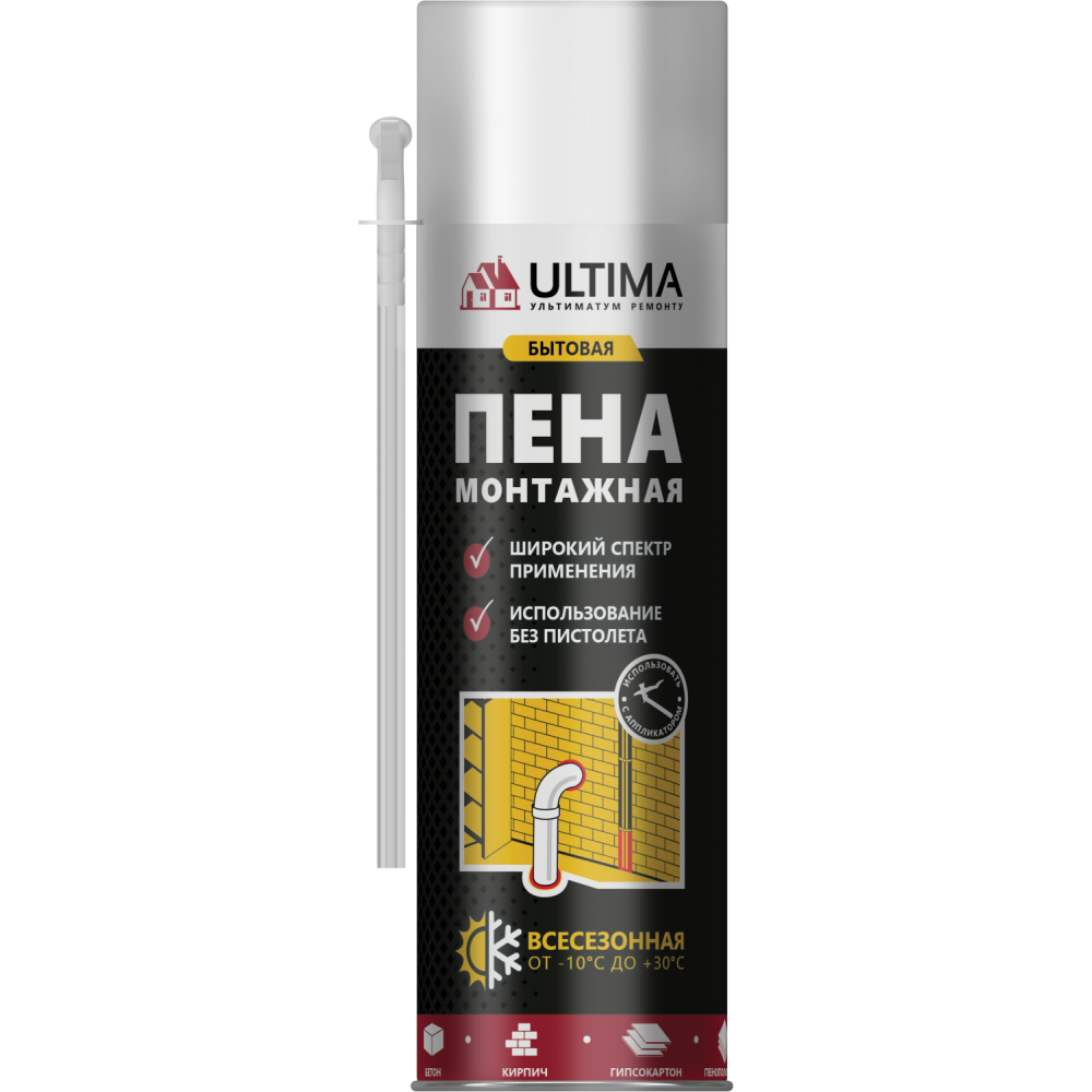 Пена монтажная профессиональная всесезонная ULTIMA PRO OPTIMUM 700 мл.(UPRO45OG) Пена монтажная профессиональная всесезонная ULTIMA PRO OPTIMUM 700 мл.(UPRO45OG)