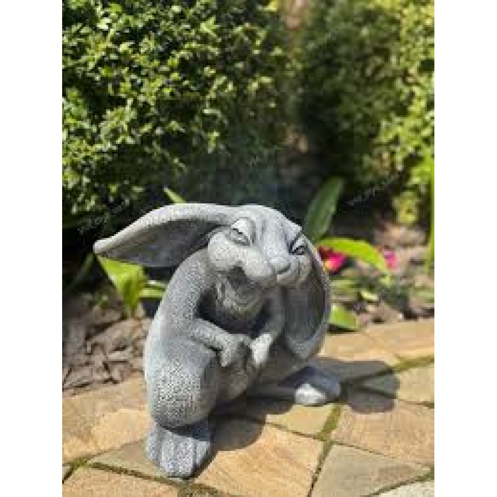 Фигура садовая полистоун Заяц Серж серебро Ф360с