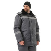 Костюм ВЬЮГА зимний куртка/полукомб. т.серый/чёрный р.60-62 182-188