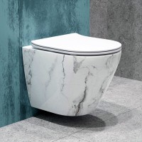 Унитаз EvaGold подвесной черно-белый мрамор EG070030